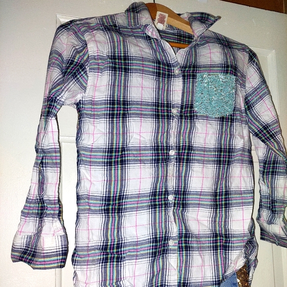 Arizona Jean Company Other - ✨️OUTFIT BUNDLE-Arizona Plaid Shirt w/sequin AND Total Girl Jeans sequin, Size:L